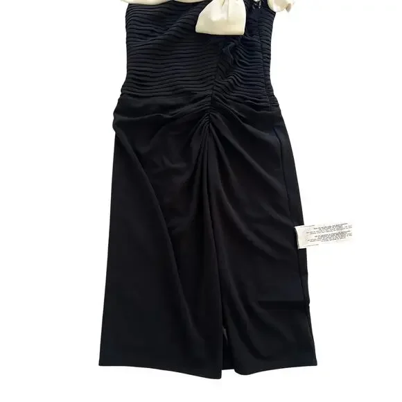 Tadashi Shoji Bow Pleated Crepe Dress Size Medium NWT Cocktail Event Wedding